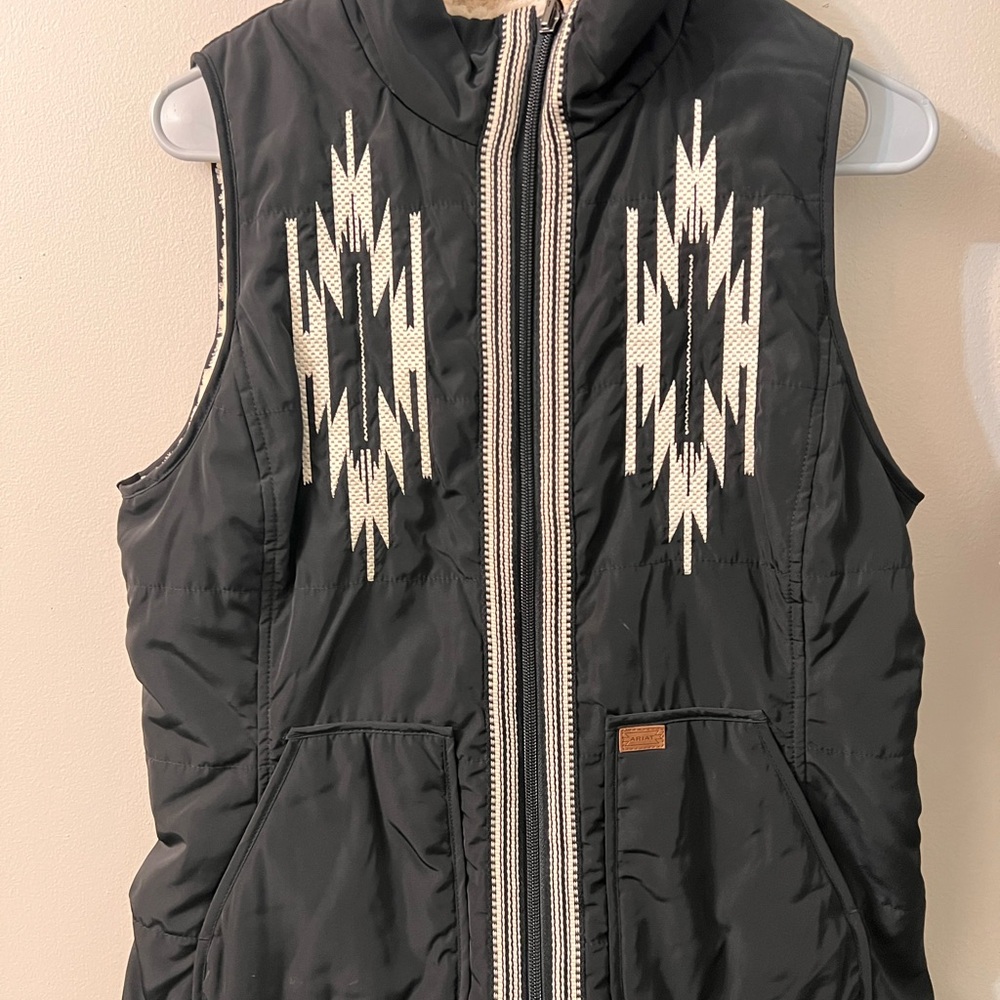Ariat Black Vest with White Geometric Design